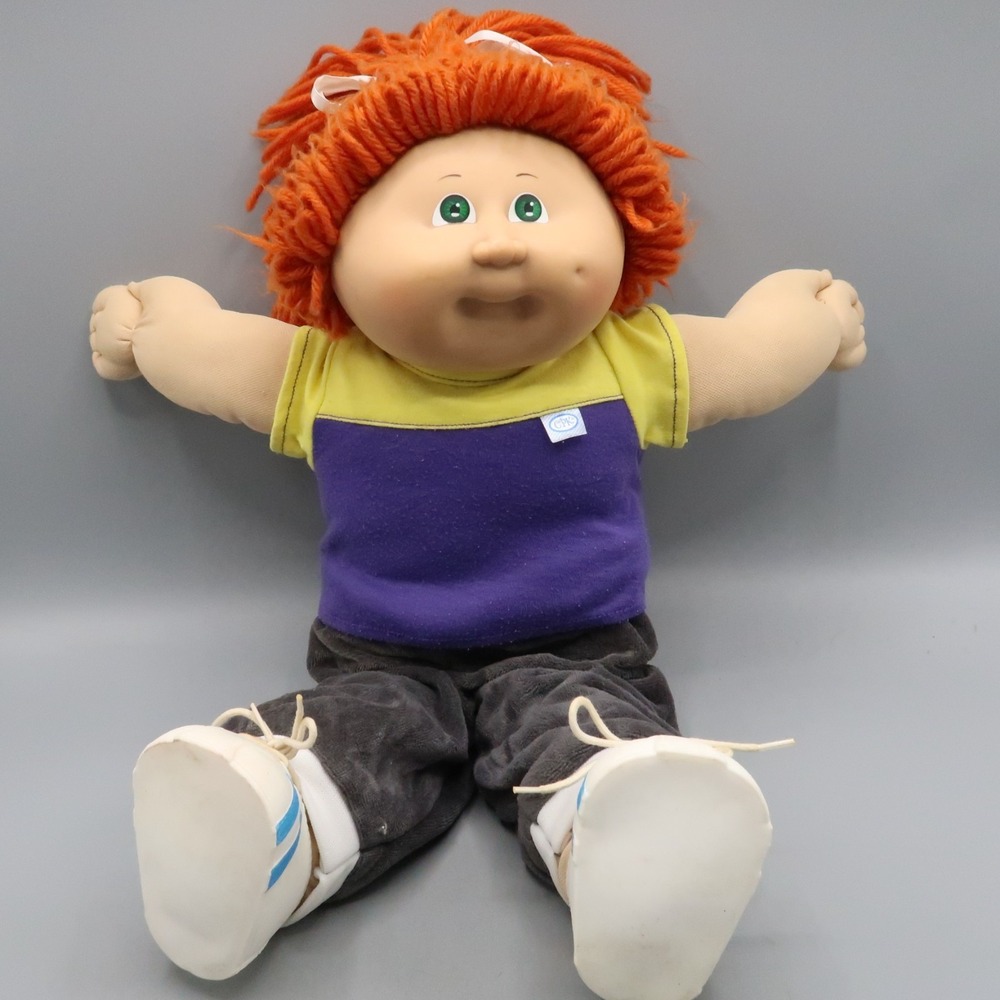 Vtg 1982 Cabbage Patch Kids Head Mold 3 Red head Black Signature Green eyes